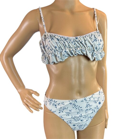 Womens Bikini Top & Bottom Small Antique Floral Print Coquette cottagecore‎ - Picture 2 of 8
